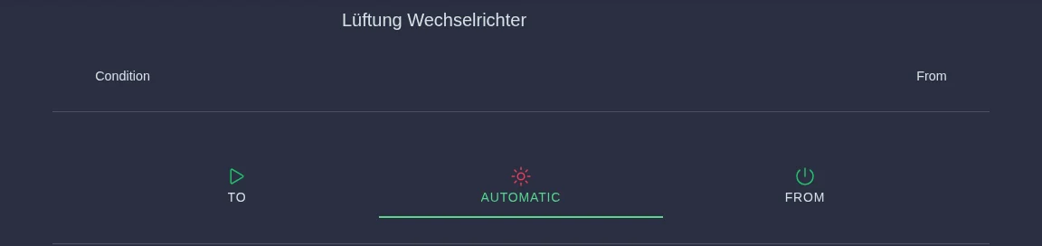 Choice of the modes On, Automatic and Off