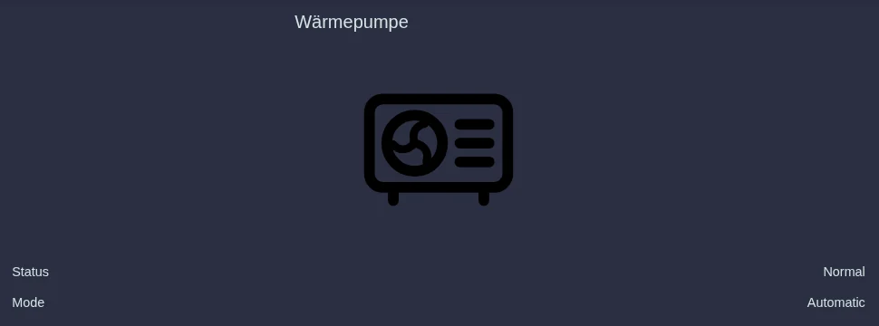 Heat pump page with status and mode