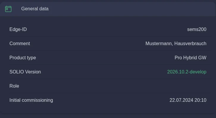 System profile with general data