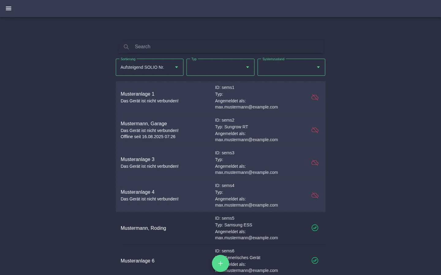 Übersicht aller Anlagen